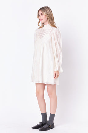 ENGLISH FACTORY - Embroidered Organza Smock Neck Dress - DRESSES available at Objectrare