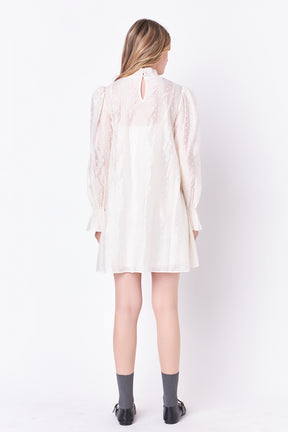 ENGLISH FACTORY - Embroidered Organza Smock Neck Dress - DRESSES available at Objectrare