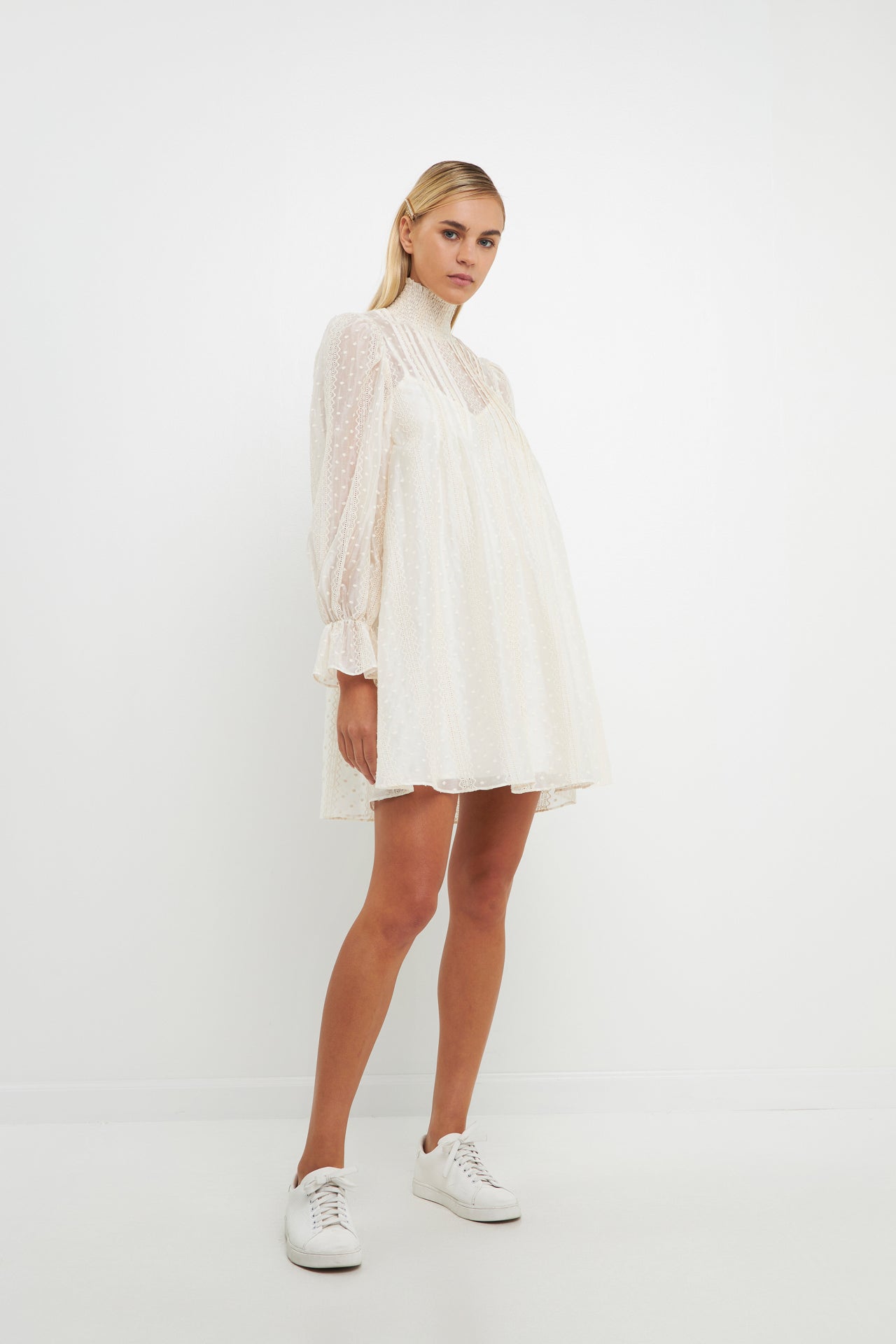 ENGLISH FACTORY - Embroidered Organza Smock Neck Dress - DRESSES available at Objectrare