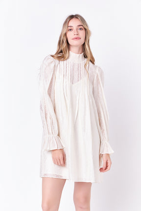 ENGLISH FACTORY - Embroidered Organza Smock Neck Dress - DRESSES available at Objectrare