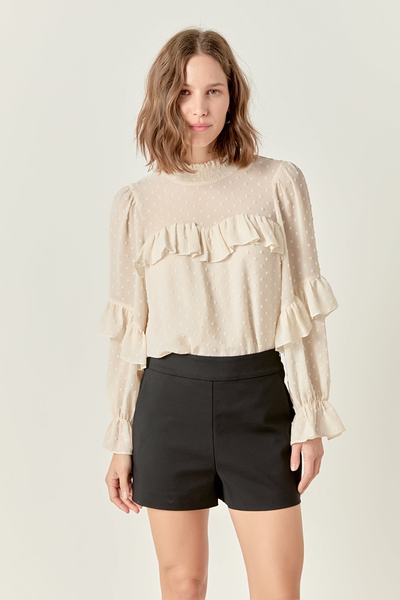 ENGLISH FACTORY - Swiss Dot Chiffon Ruffle Blouse - SHIRTS & BLOUSES available at Objectrare