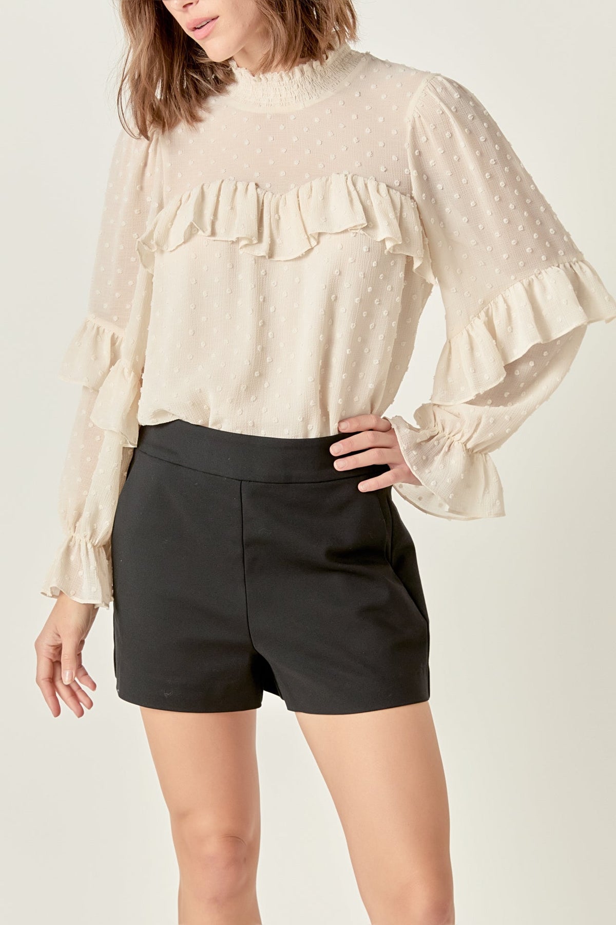 ENGLISH FACTORY - Swiss Dot Chiffon Ruffle Blouse - SHIRTS & BLOUSES available at Objectrare