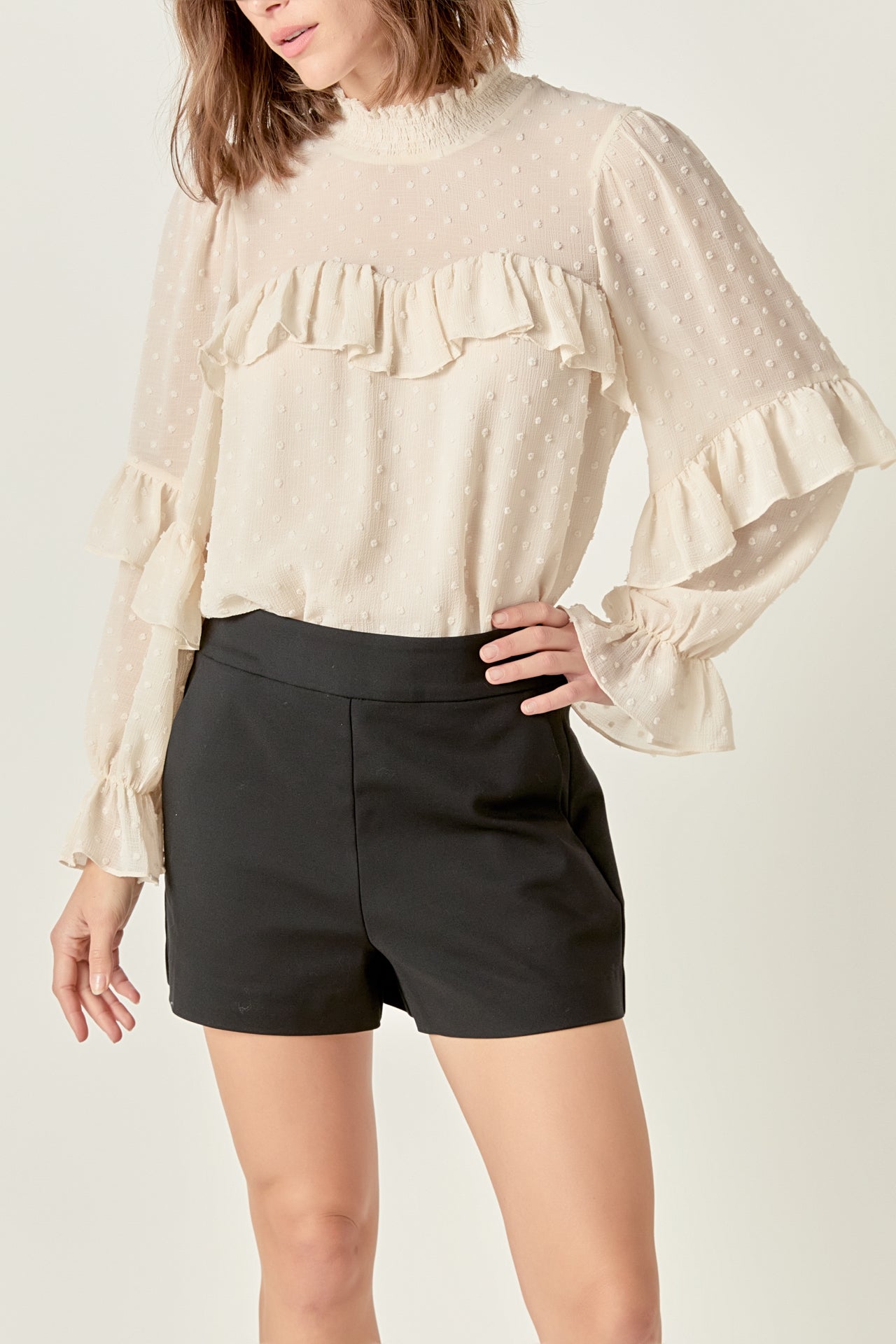 ENGLISH FACTORY - Swiss Dot Chiffon Ruffle Blouse - SHIRTS & BLOUSES available at Objectrare