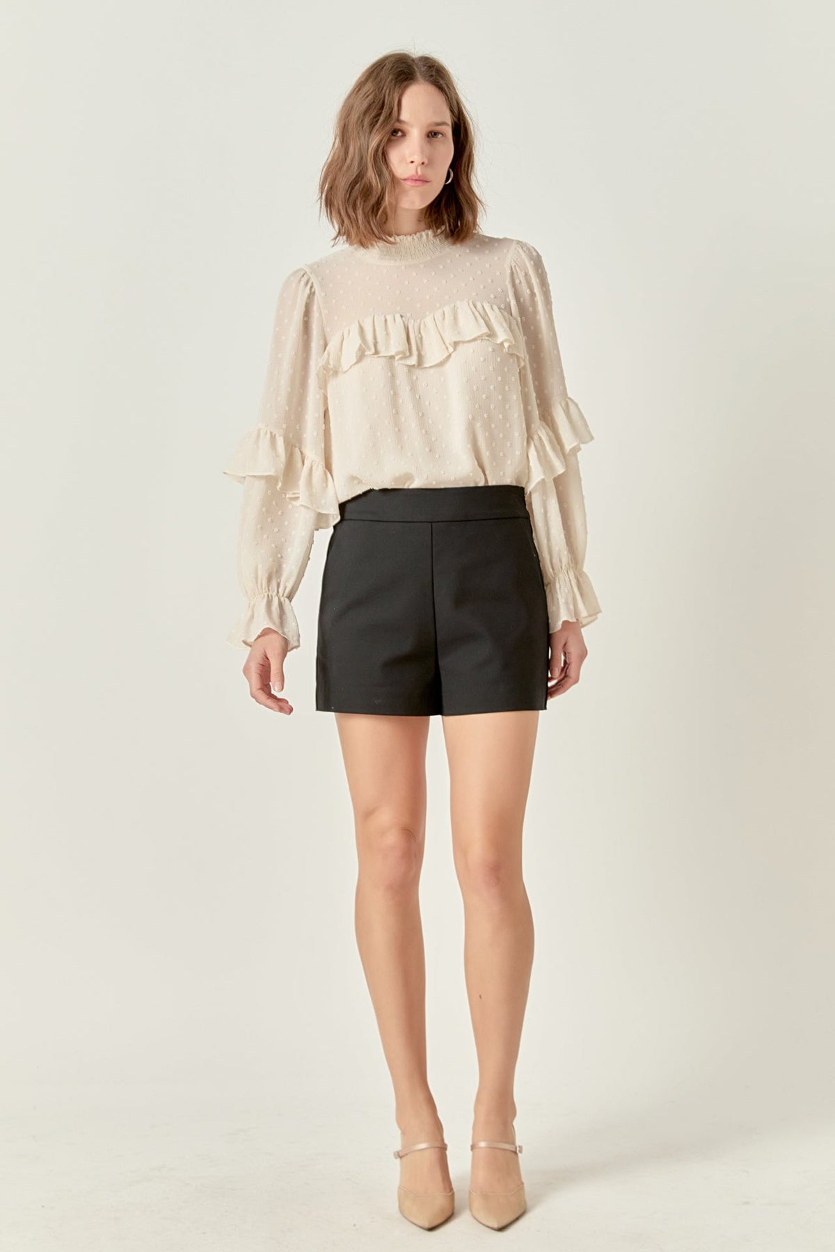 ENGLISH FACTORY - Swiss Dot Chiffon Ruffle Blouse - SHIRTS & BLOUSES available at Objectrare