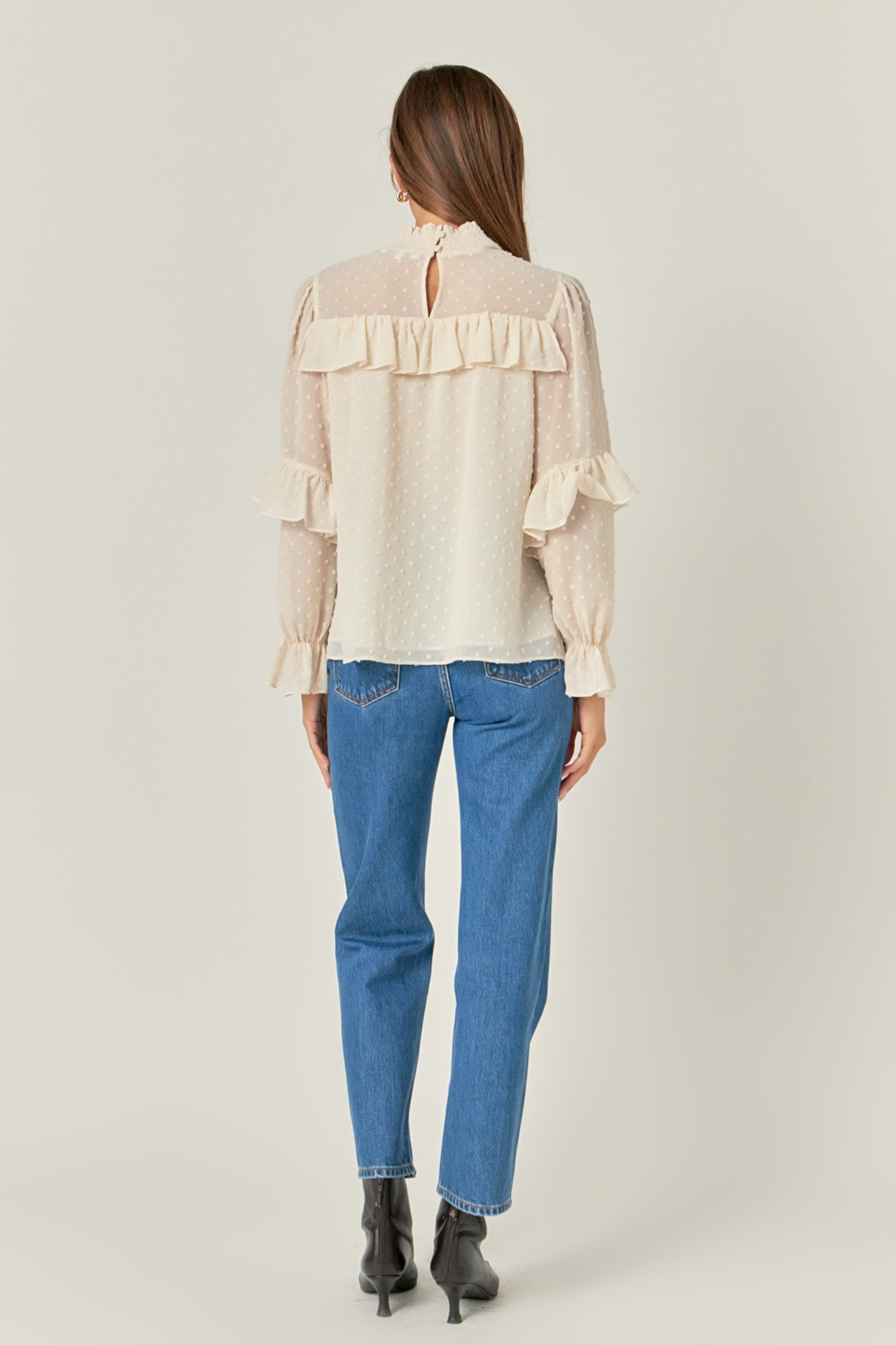 ENGLISH FACTORY - Swiss Dot Chiffon Ruffle Blouse - SHIRTS & BLOUSES available at Objectrare