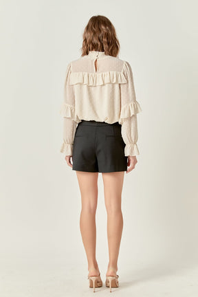 ENGLISH FACTORY - Swiss Dot Chiffon Ruffle Blouse - SHIRTS & BLOUSES available at Objectrare
