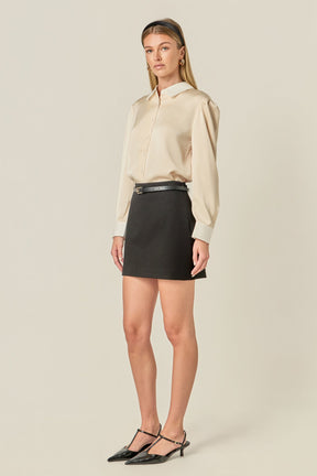 ENGLISH FACTORY - Silky Shirt with Poplin Combo Collar - TOPS available at Objectrare