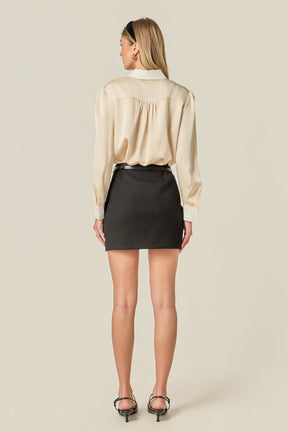 ENGLISH FACTORY - Silky Shirt with Poplin Combo Collar - TOPS available at Objectrare