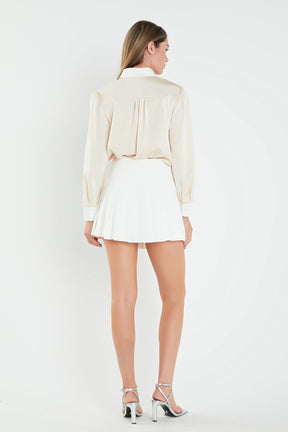 ENGLISH FACTORY - Silky Shirt with Poplin Combo Collar - SHIRTS & BLOUSES available at Objectrare