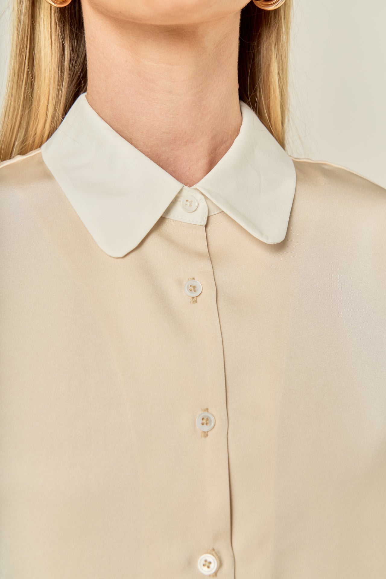 ENGLISH FACTORY - Silky Shirt with Poplin Combo Collar - TOPS available at Objectrare