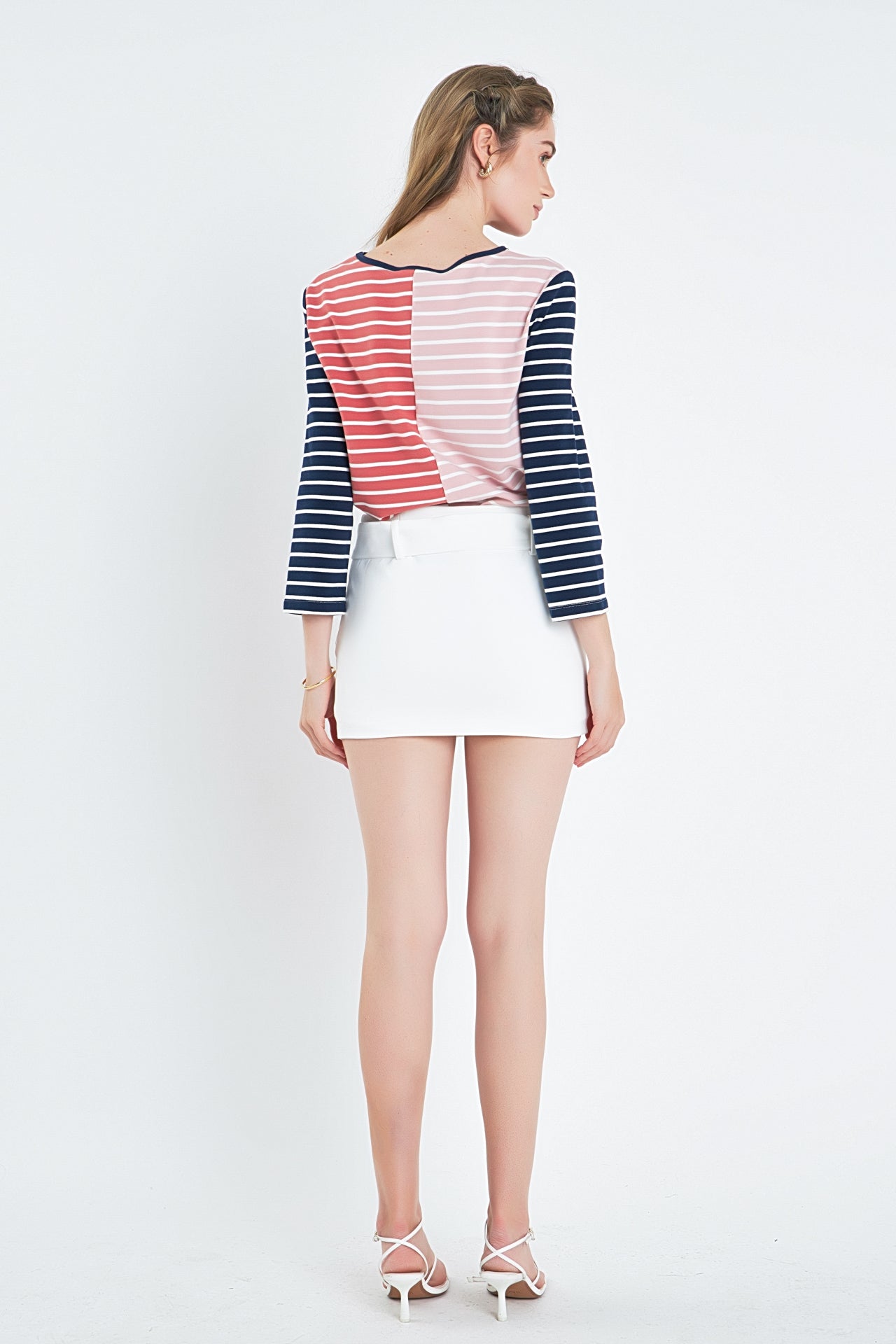 ENGLISH FACTORY - Striped Color Blocked 3/4 Length Sleeve Tee - TOPS available at Objectrare