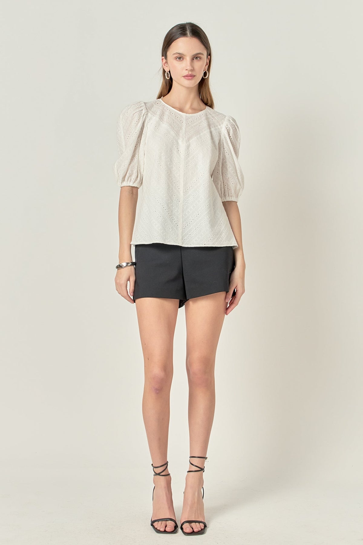 ENGLISH FACTORY - Eyelet Puff Sleeve Top - TOPS available at Objectrare