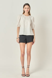 ENGLISH FACTORY - Eyelet Puff Sleeve Top - TOPS available at Objectrare