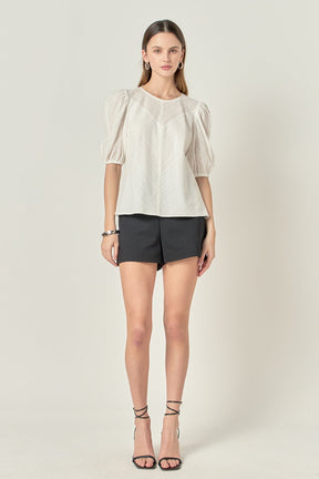 ENGLISH FACTORY - Eyelet Puff Sleeve Top - TOPS available at Objectrare