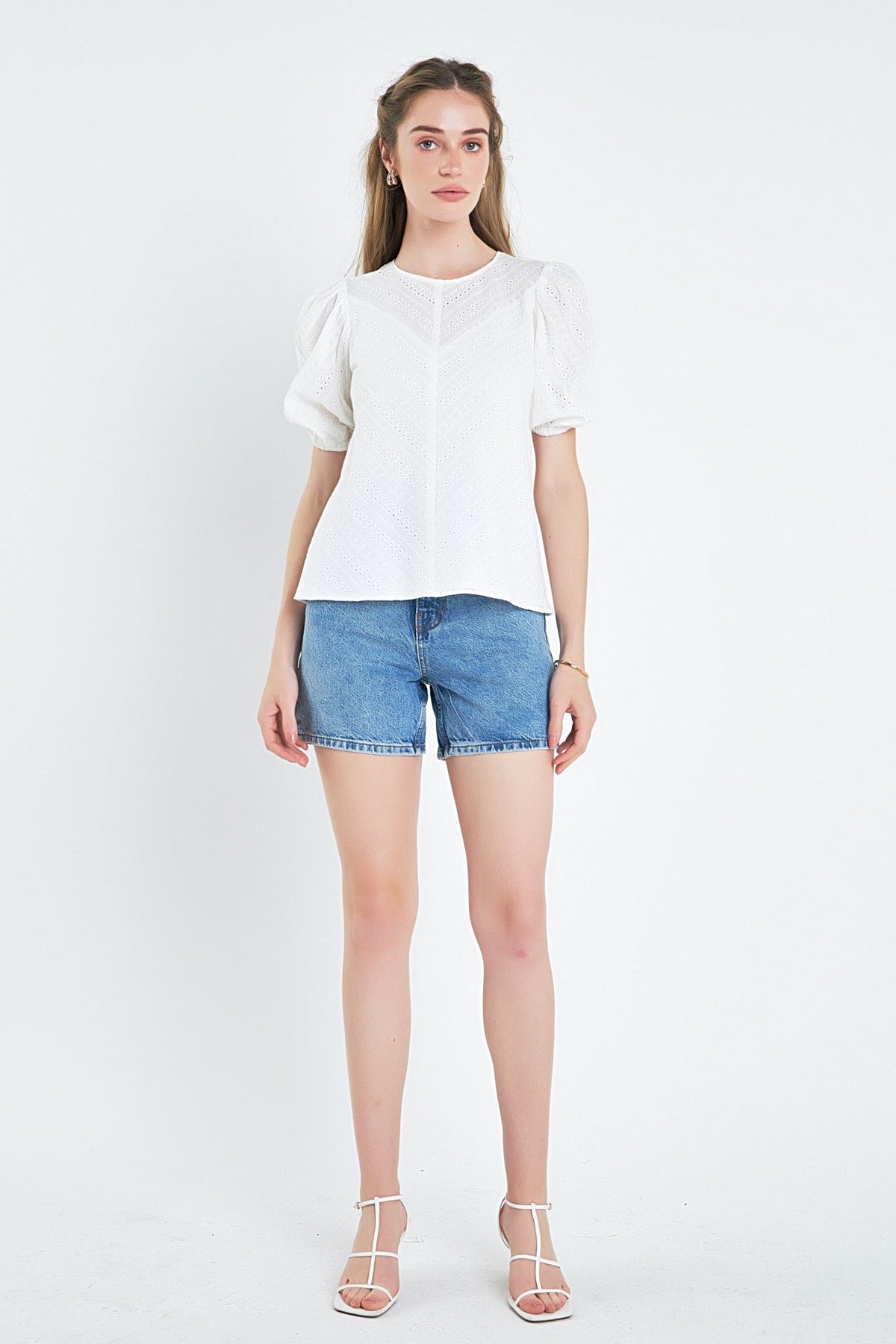 ENGLISH FACTORY - English Factory - Eyelet Puff Sleeve Top - TOPS available at Objectrare