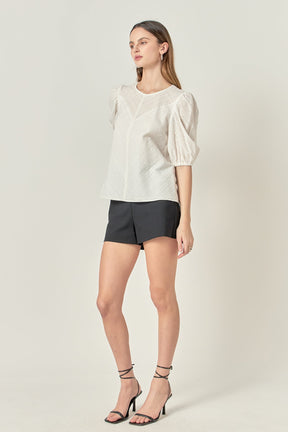 ENGLISH FACTORY - Eyelet Puff Sleeve Top - TOPS available at Objectrare