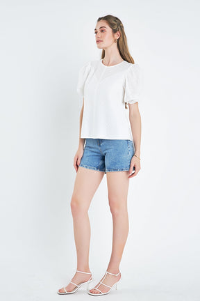 ENGLISH FACTORY - English Factory - Eyelet Puff Sleeve Top - TOPS available at Objectrare