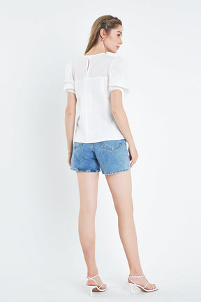 ENGLISH FACTORY - English Factory - Eyelet Puff Sleeve Top - TOPS available at Objectrare