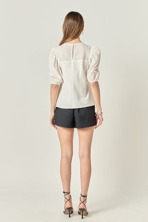 ENGLISH FACTORY - Eyelet Puff Sleeve Top - TOPS available at Objectrare