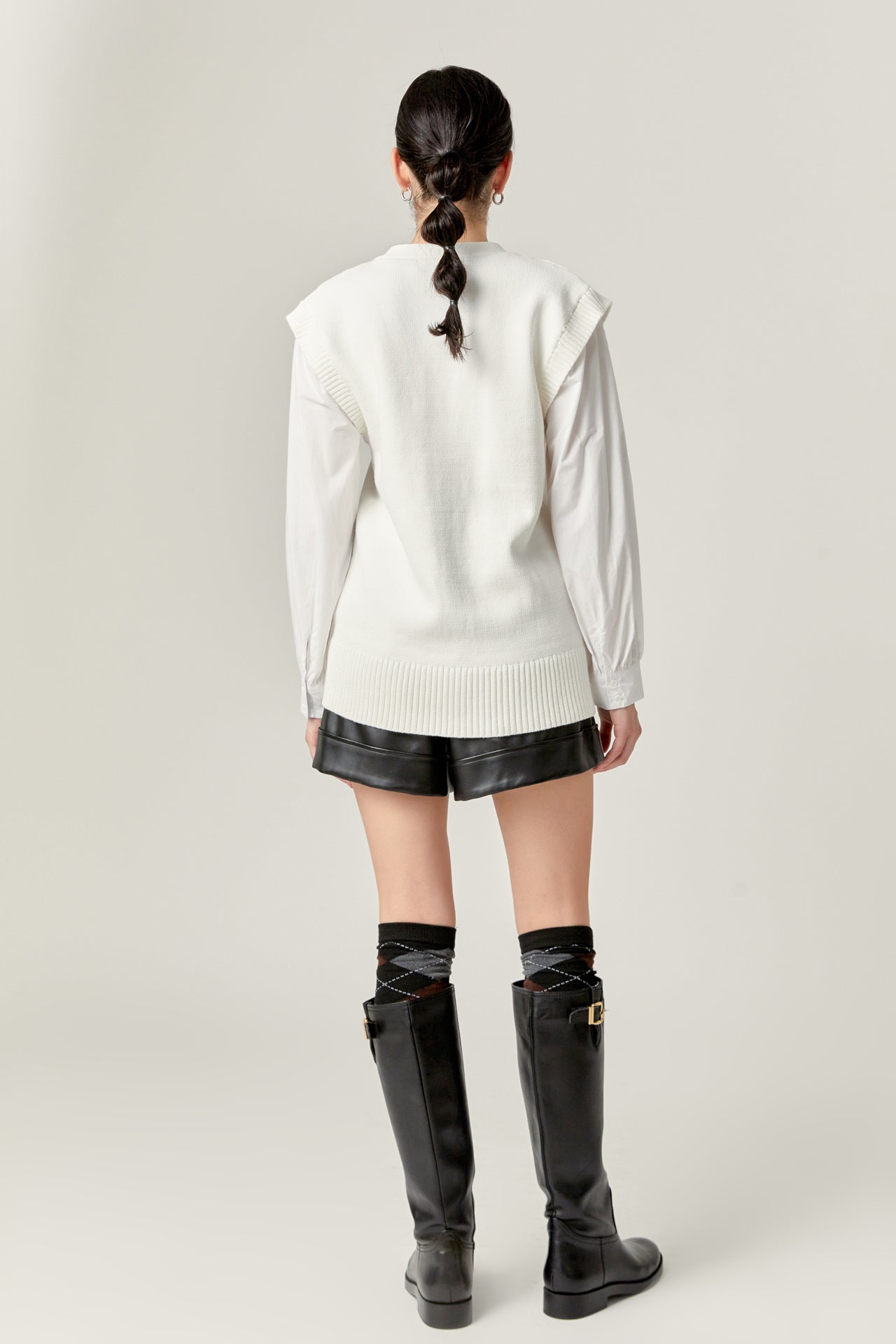 ENGLISH FACTORY - Knit and Poplin Combo Cardigan - SWEATERS & KNITS available at Objectrare