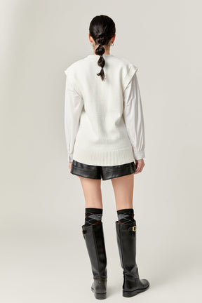 ENGLISH FACTORY - Knit and Poplin Combo Cardigan - SWEATERS & KNITS available at Objectrare