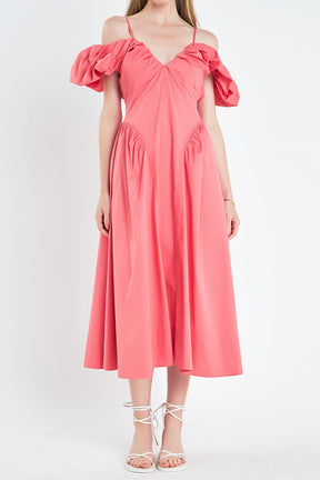 ENGLISH FACTORY - Ruched Sleeve Midi Dress - DRESSES available at Objectrare