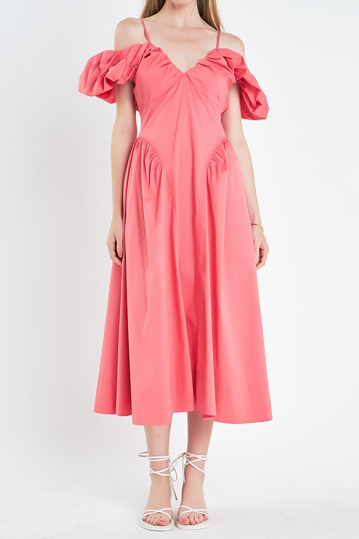 ENGLISH FACTORY - English Factory - Ruched Sleeve Midi Dress - DRESSES available at Objectrare