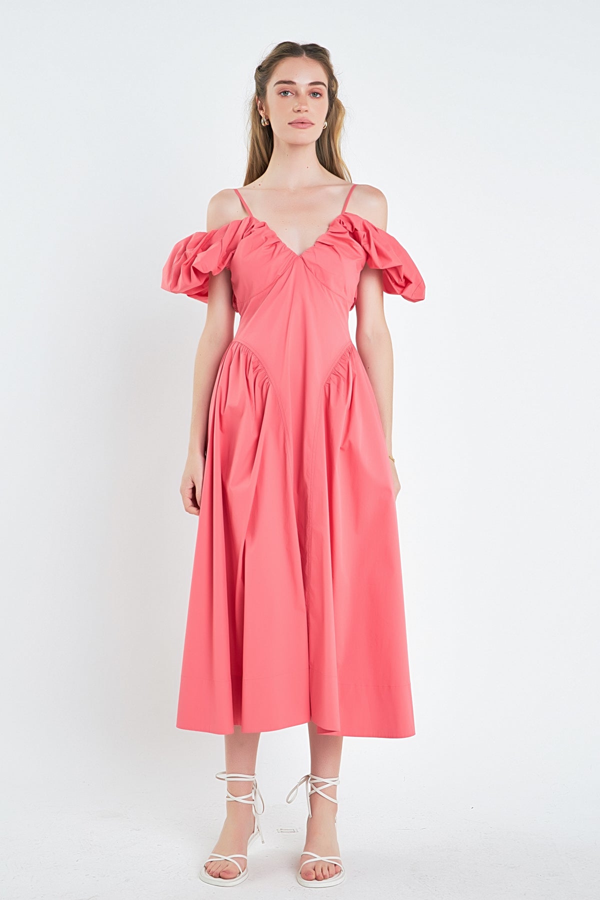 ENGLISH FACTORY - Ruched Sleeve Midi Dress - DRESSES available at Objectrare