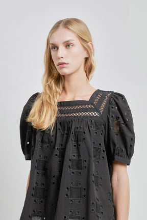 ENGLISH FACTORY - English Factory - Square Neck Embroidered Top - TOPS available at Objectrare