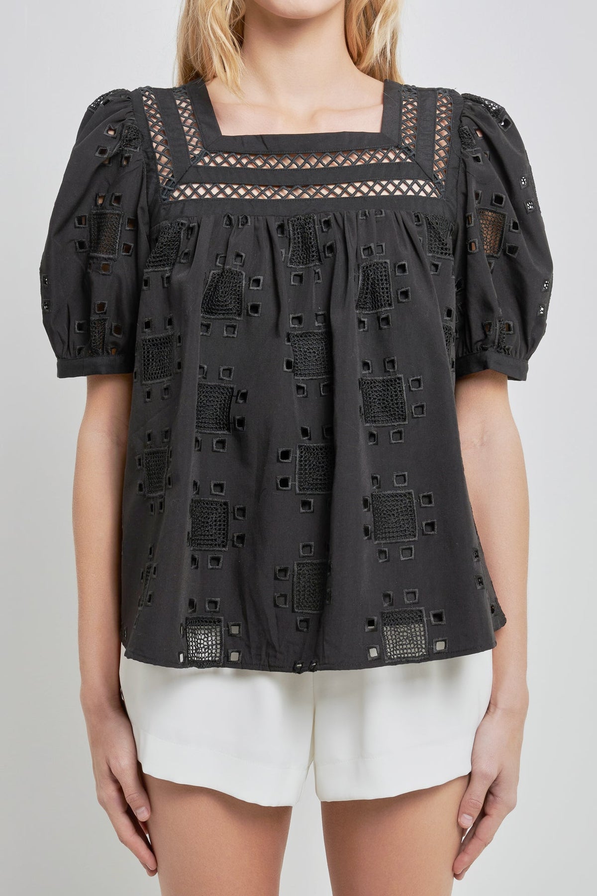 ENGLISH FACTORY - English Factory - Square Neck Embroidered Top - TOPS available at Objectrare