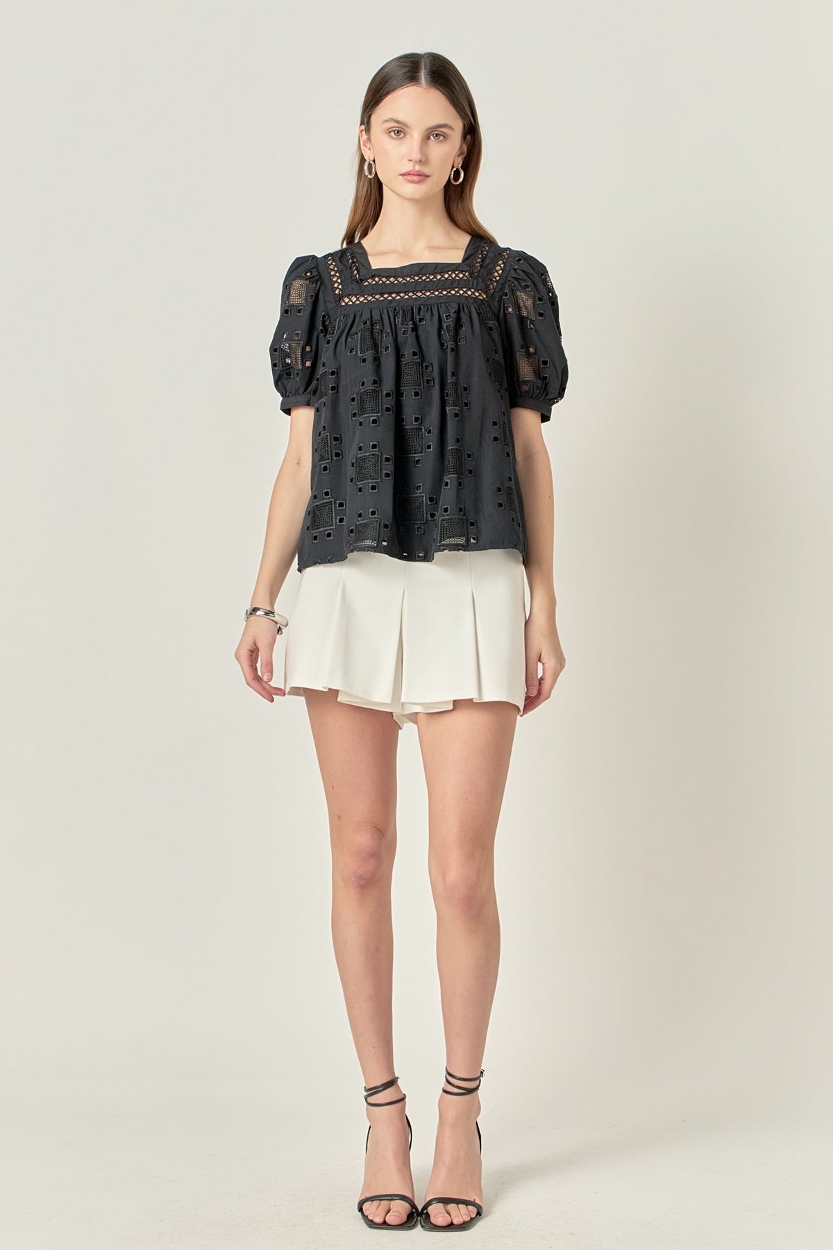 ENGLISH FACTORY - Square Neck Embroidered Top - TOPS available at Objectrare