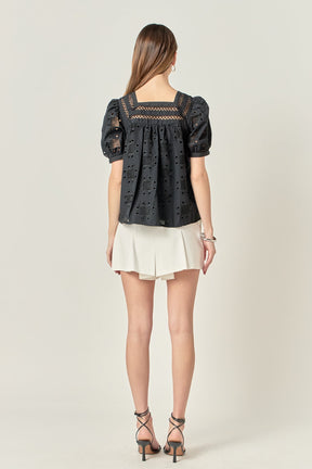 ENGLISH FACTORY - Square Neck Embroidered Top - TOPS available at Objectrare