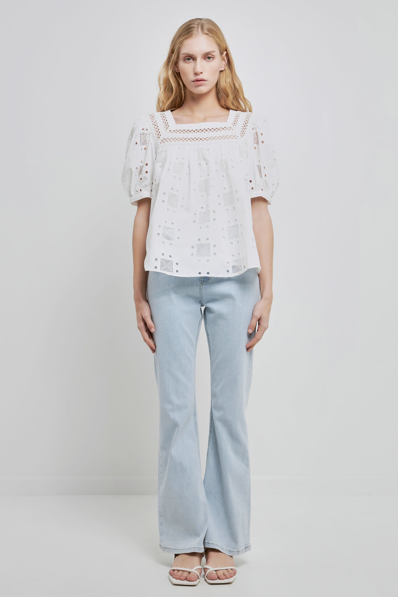 ENGLISH FACTORY - Square Neck Embroidered Top - TOPS available at Objectrare