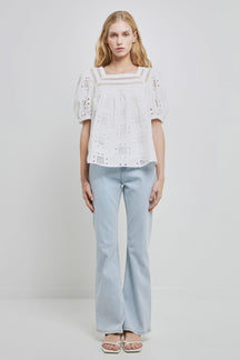 ENGLISH FACTORY - Square Neck Embroidered Top - TOPS available at Objectrare