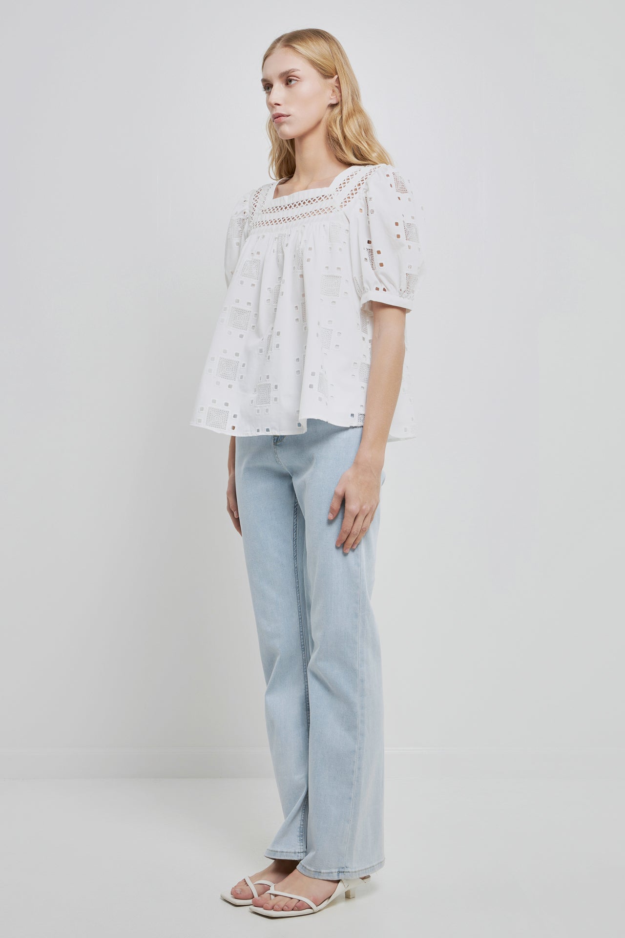 ENGLISH FACTORY - Square Neck Embroidered Top - TOPS available at Objectrare