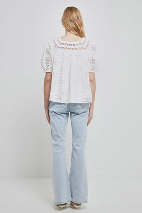 ENGLISH FACTORY - Square Neck Embroidered Top - TOPS available at Objectrare