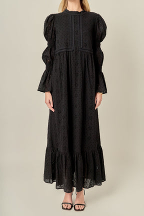 ENGLISH FACTORY - Embroidered Swiss Dot Maxi Dress - DRESSES available at Objectrare