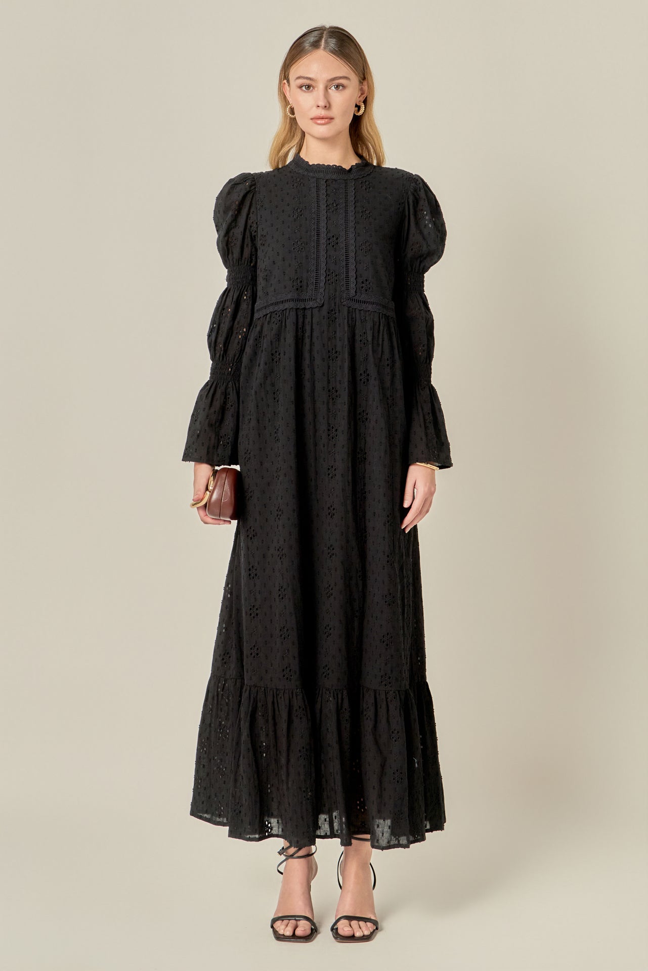 ENGLISH FACTORY - Embroidered Swiss Dot Maxi Dress - DRESSES available at Objectrare