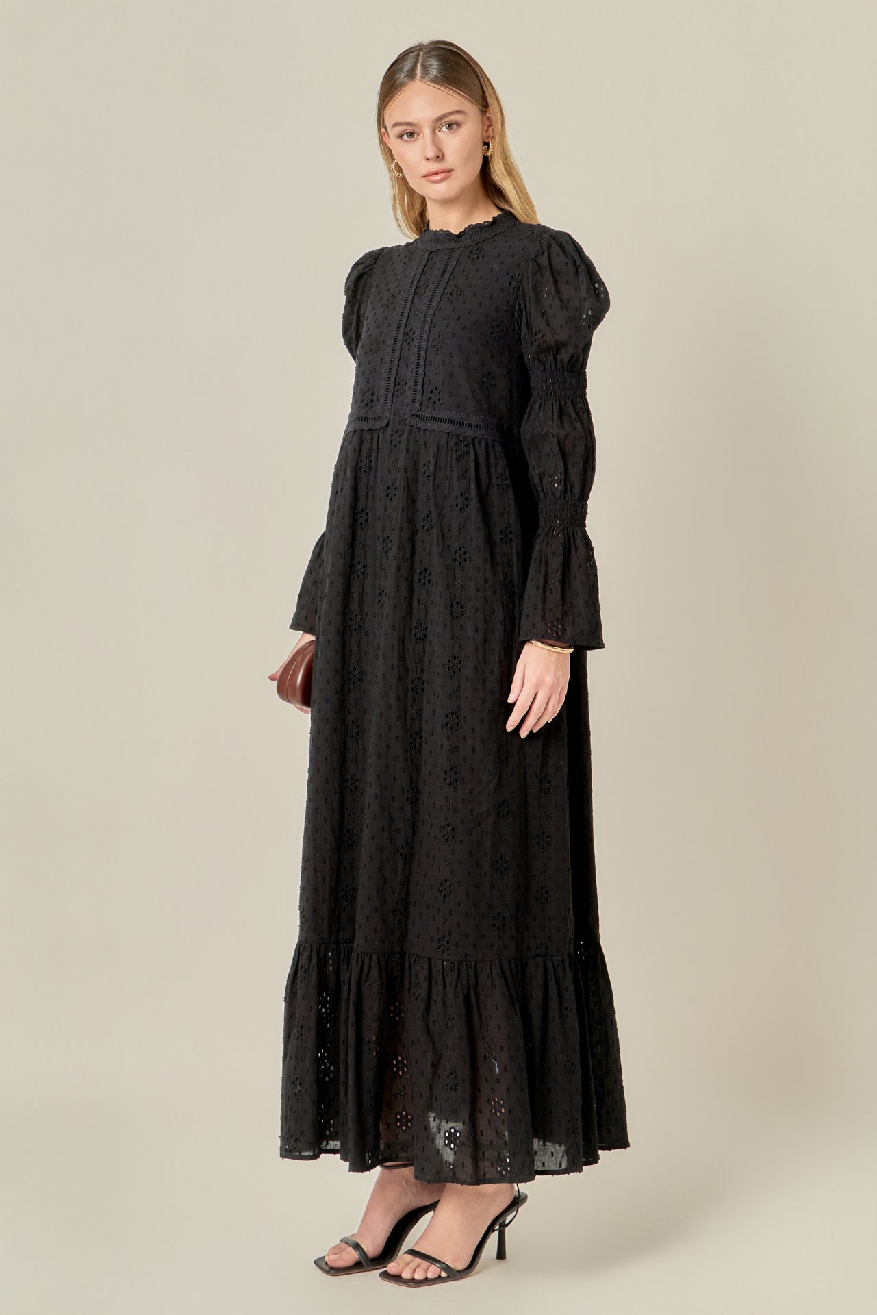 ENGLISH FACTORY - Embroidered Swiss Dot Maxi Dress - DRESSES available at Objectrare