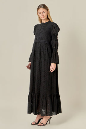 ENGLISH FACTORY - Embroidered Swiss Dot Maxi Dress - DRESSES available at Objectrare