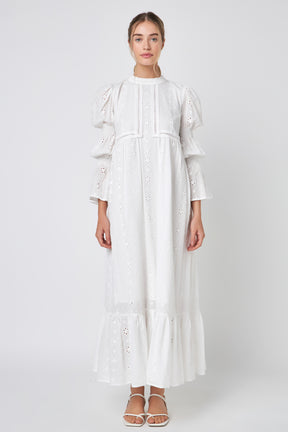 ENGLISH FACTORY - Embroidered Swiss Dot Maxi Dress - DRESSES available at Objectrare
