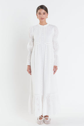 ENGLISH FACTORY - Embroidered Swiss Dot Maxi Dress - DRESSES available at Objectrare