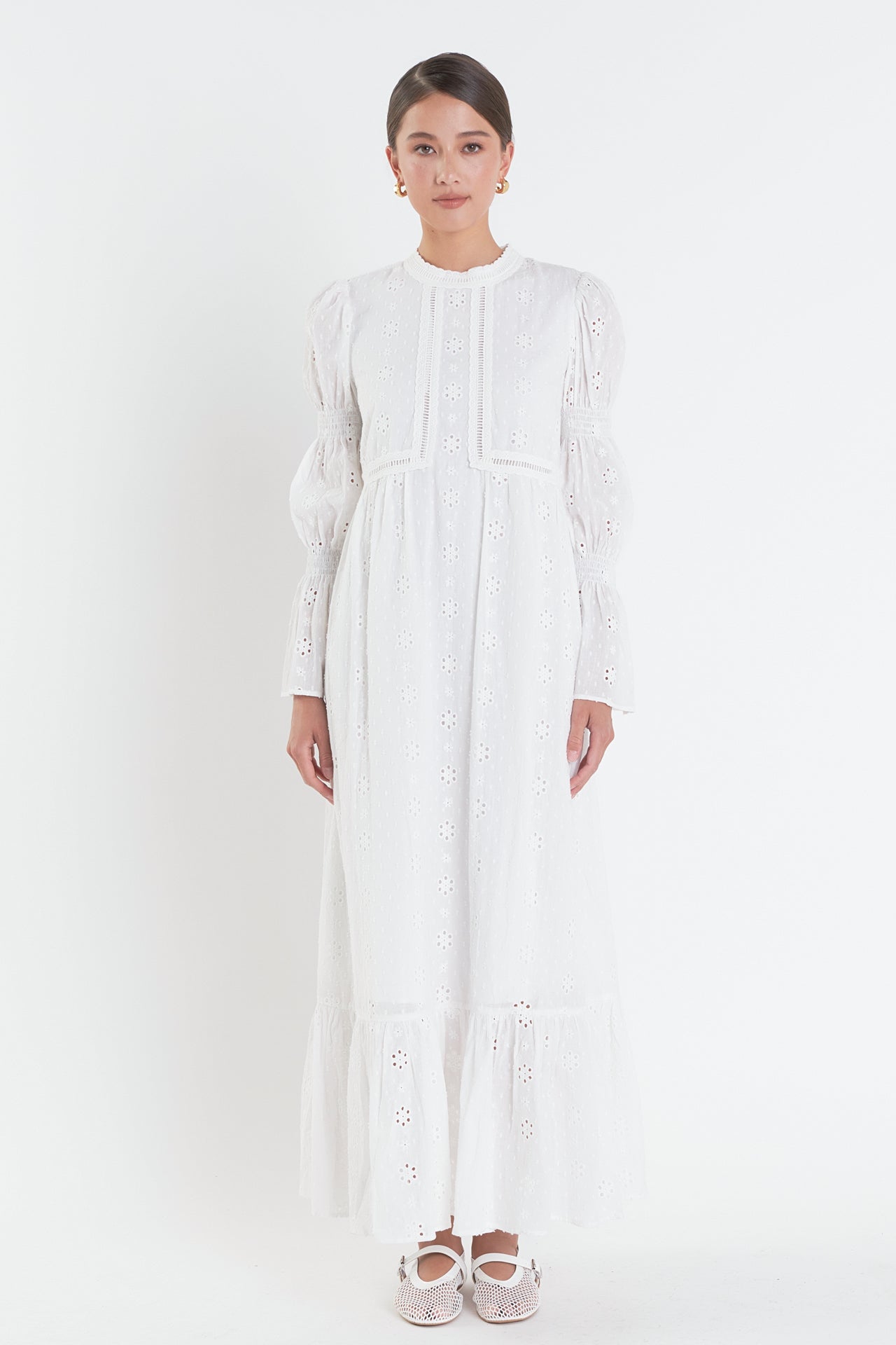 ENGLISH FACTORY - Embroidered Swiss Dot Maxi Dress - DRESSES available at Objectrare