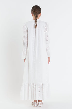 ENGLISH FACTORY - Embroidered Swiss Dot Maxi Dress - DRESSES available at Objectrare