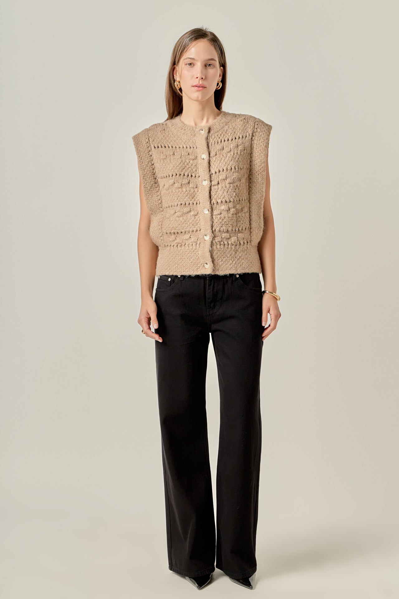 ENGLISH FACTORY - Chunky Textured Knit Vest - OUTERWEAR available at Objectrare