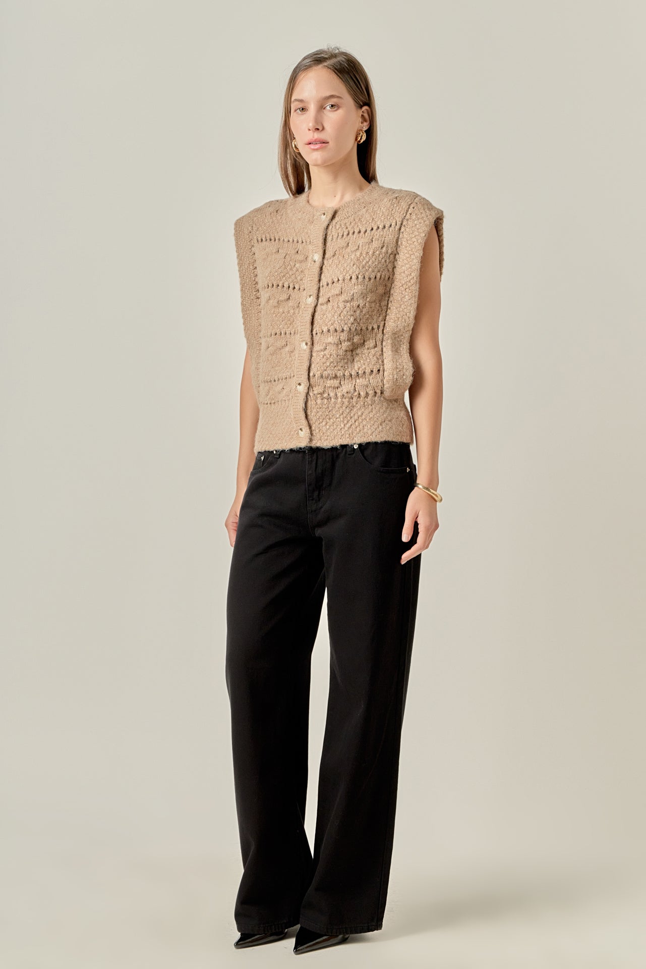 ENGLISH FACTORY - Chunky Textured Knit Vest - OUTERWEAR available at Objectrare