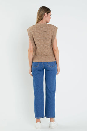 ENGLISH FACTORY - English Factory - Chunky Textured Knit Vest - OUTERWEAR available at Objectrare