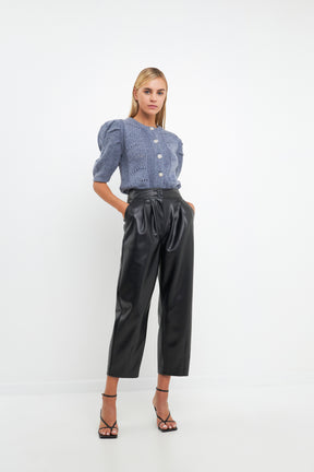 Faux Leather Pleated Trouser Pants