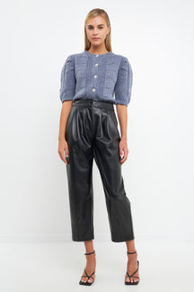 ENGLISH FACTORY - English Factory - Faux Leather Pleated Trousers Pants - BOTTOMS available at Objectrare