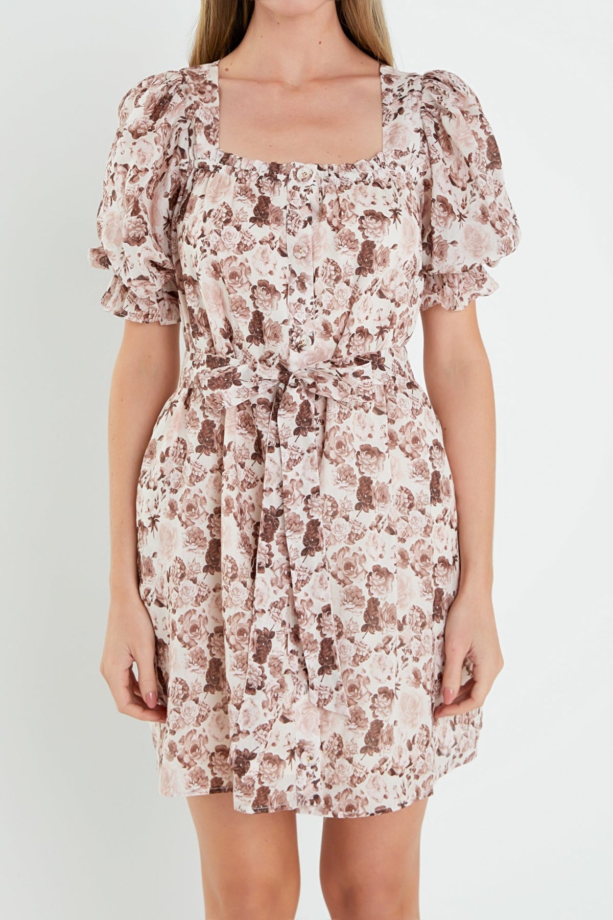 ENGLISH FACTORY - Floral Linen Mini Dress with Tie- Sold Out - DRESSES available at Objectrare